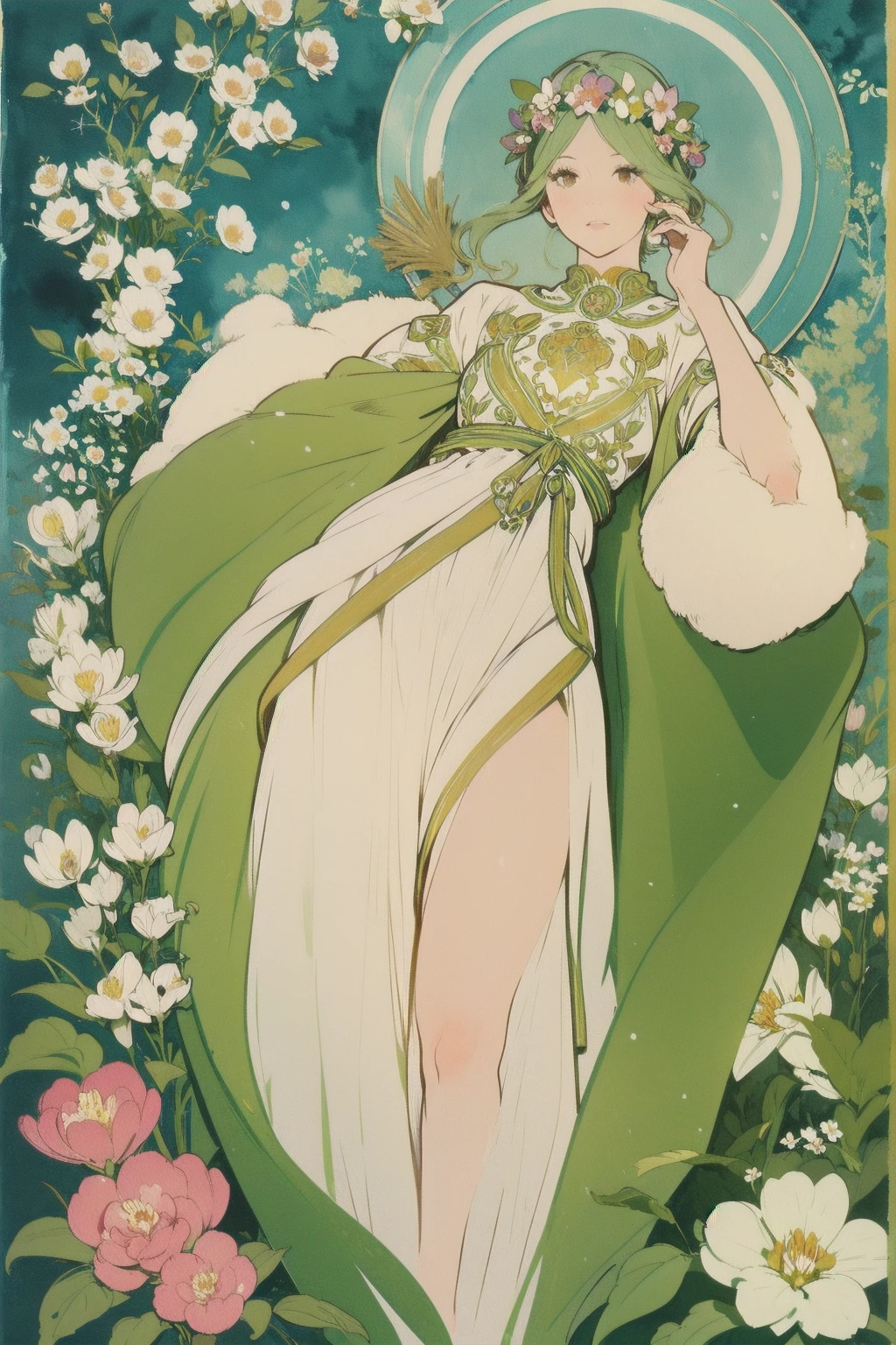 best quality, masterpiece, photorealistic, 2k wallpaper, Amazing, finely detail, extremely detailed CG unity 8k wallpaper, 1girl, medium breasts, half updo, Depth of field, bare feet, white bra, white panty, full body, looking at viewer, green grass
