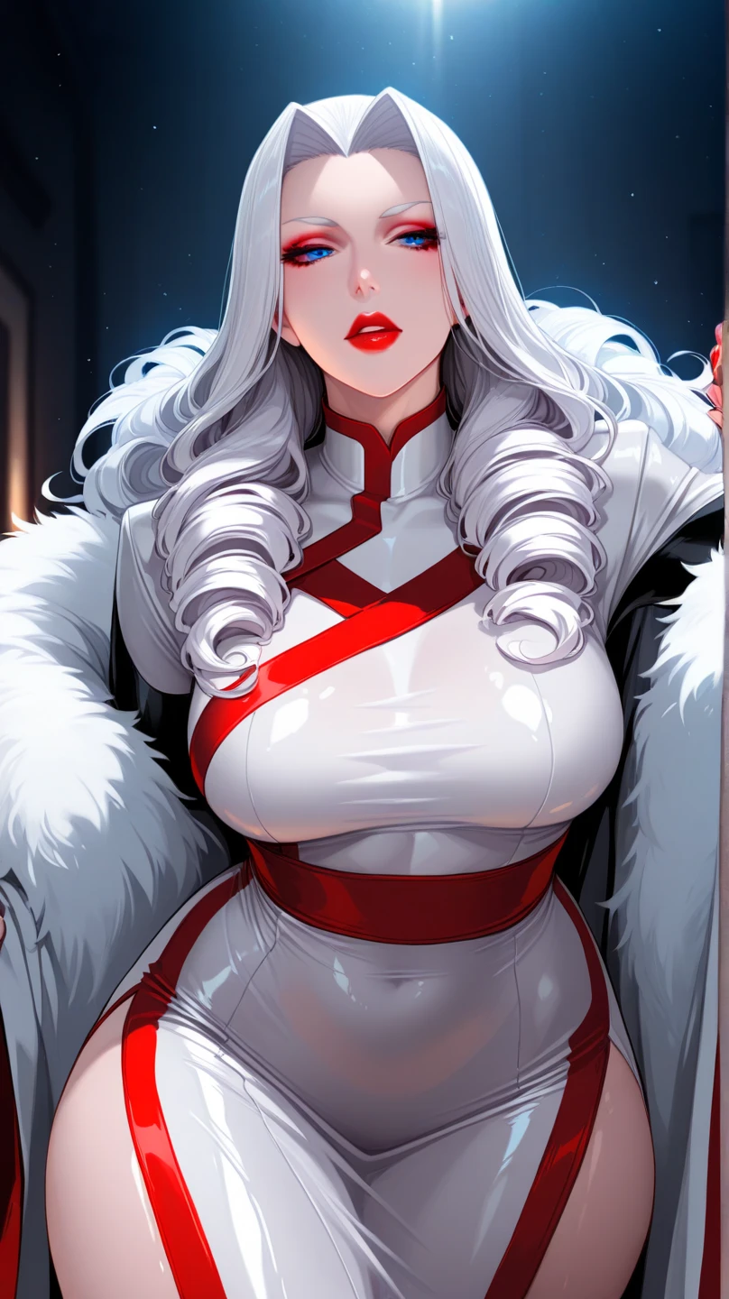 a close up of a woman with white hair and a white mask, beautiful character painting, perfect breast, muscular body,guweiz, artwork in the style of guweiz, white haired deity, by Yang J, epic exquisite character art, stunning character art,{{dark gothic style}}