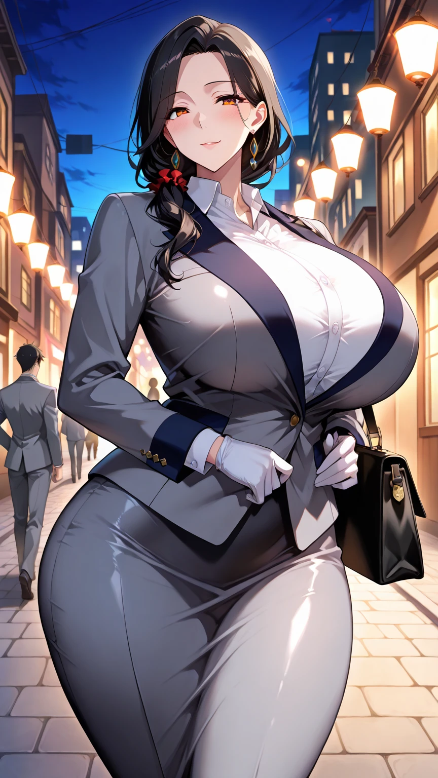 Mature beautiful woman,(Highest quality,Extremely detailed depiction,Incredibly absurd high resolution,Anatomically accurate depiction,Curvy Legs),(Glowing Skin,Shiny skin,),Cool female lawyer,suit,Tight Skirt,Lawyer Badge,Black tie,Glasses,Half-closed eyes:1.3,There is cleavage in the chest,Under trial,background:Under trialの法廷:1.3