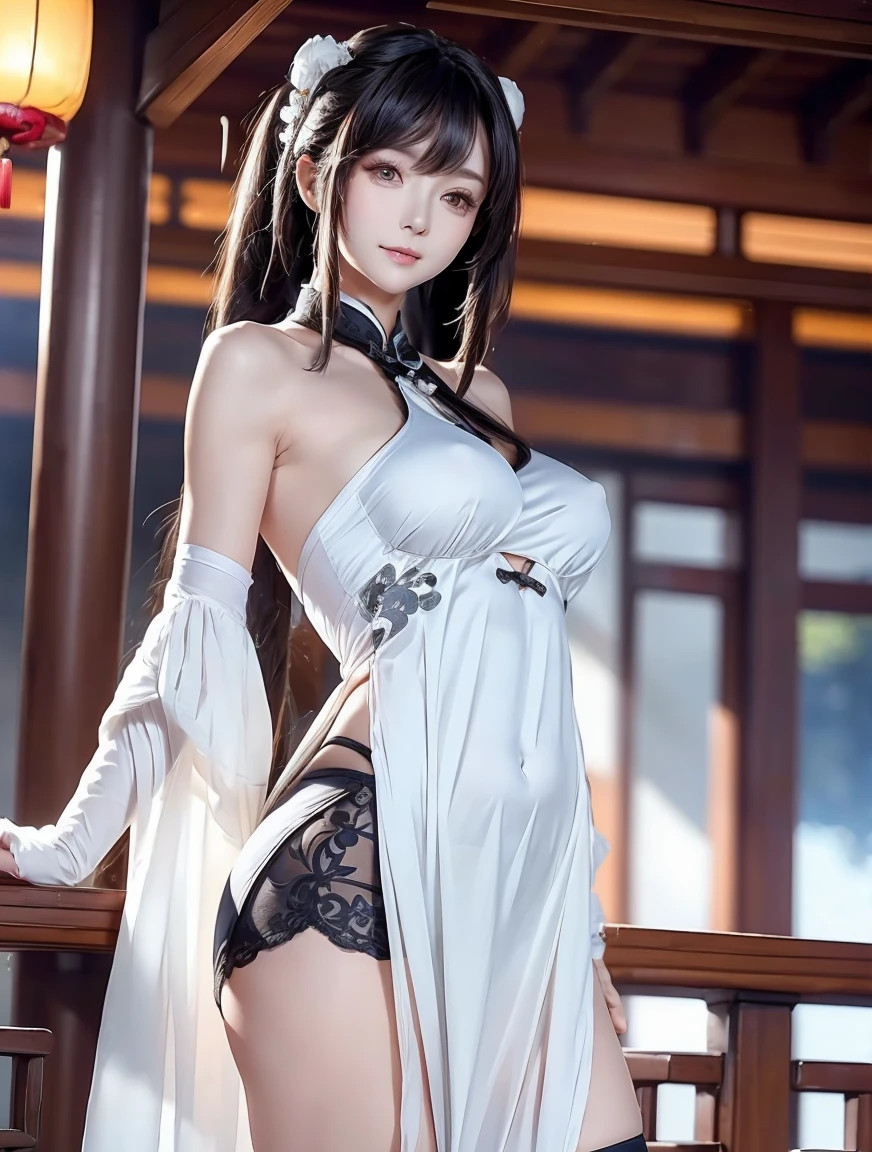 tmasterpiece,Need,highdetailRAWcolorphoto,Panoramas,best qualtiy,A girl,Exquisite facial features,shift dresses(Open the ventral bifurcation end),Bedrooms,(Breast enlargement:C cup),cabelos preto e longos,hair-bun,hair adornments,Smart eyes,ponder,复杂,is shy,lipsticks,prette,adolable,Raised sexy,softlighting,brightly,Graphics card rendering,Very realistic,full bodyesbian,Highest definition,Highest high resolution,8K Blu-ray