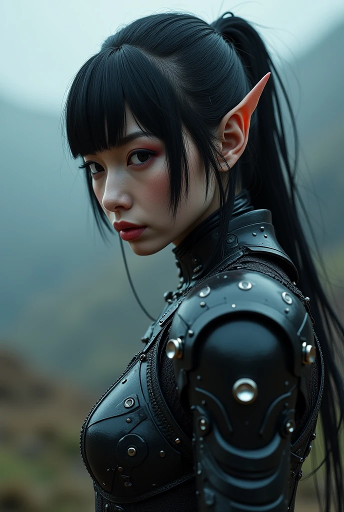 beautiful young american, extremely detailed, mono, gloves, belt, thigh high boots, (valorantViper:1.2), mono, gloves, belt, thigh high boots, respirator, looking at the viewer, face, portrait, close up, green, slender, (Combat ready stance), (tactical equipment), (lonely character), (gaming theme:1.5), Long hair, red, (black fur), (Military equipment), (gas mask:0.4), (poisonous green:1.2), (shiny effects),