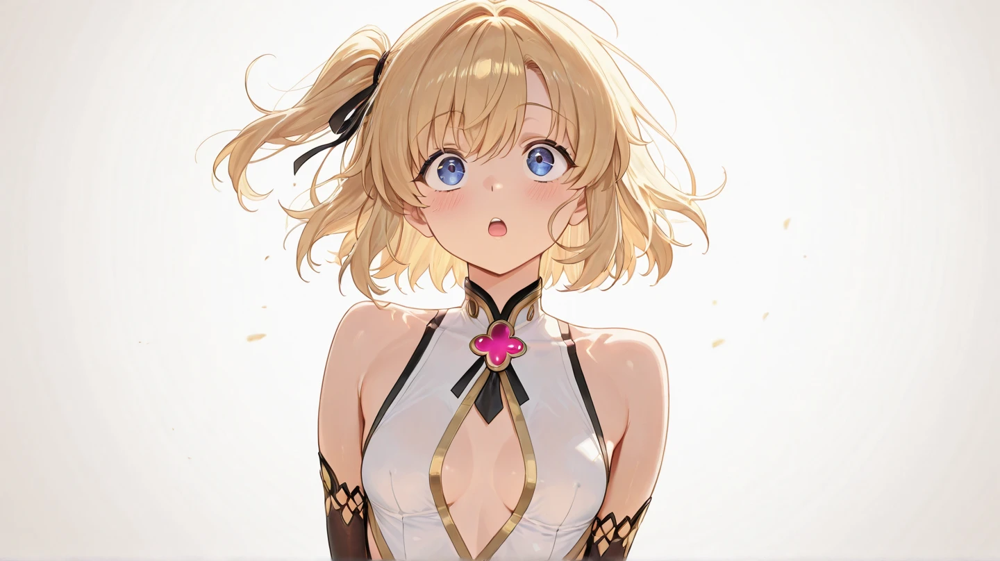 best quality, masterpiece, ultra high res, photorealistic, 1girl, blonde hair, dark eyes, swimming, portrait(8k, RAW photo, best quality, masterpiece:1.2),(realistic, photo-realistic:1.37),(best quality, masterpiece:1.2),(Beautiful detailed background), (lumine, ying, /genshin impact/), 1girl, lumine (genshin impact), blonde hair, solo, flower, dress, hair flower, hair ornament, dark yellow eyes, white dress, (looking at viewer), white flower, bare shoulders, gloves, detached sleeves, white thighhighs, short hair with long locks, sidelocks, white scarf, small breasts,