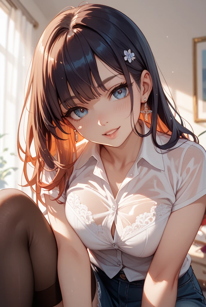 (masutepiece, Digital Art, Digital Illustration, 4K, 8K, Ultra-detailed, beautiful image, Sharp Image, Photorealistic, Raw photo, Perfect face, Perfect lines, Perfect eyes, Soft lighting) 1 woman, (lightbrown hair,Chignon Hair,Innocent look,drooping eyebrows,drooing eyes,with round face,Round jaws、Innocence,cute little,big eye,natural make up,kindly smile,E-cup,23 y-o woman:1.3),Two handsome men in suits, (ember,Men in suits,well-muscled,Firm shoulder width,Adult male,Boyish hairstyle,Man in his 30s with a cool expression,28-year-old man with bright smile:1.2),Flower Shop,In the storefront of a florist,Flower Cottage,colorful flower,Skinny Denim,white shirt,(Nervous,be shy,sleepy,embarrassed from:1.1),the kiss、kiss、a couple、couple kissing、Romance、Romance、ssex、have sex、Wet pubic area、insert 、Rape、Overflowing、A slight smil、Florist full of light,wretched、独奏,Full body painting,(One Girl And One Man,Having sex:1.5),(ember,Adult male,Rubbing the girl's boobs:1.2),Cheek dyeing、gasping face、embarrassed、boredom、begging、Unhappy、Greedy expression,Wet pubic area、 xen、Open your crotch wide、Cheek dyeing、gasping face、embarrassed、boredom、begging、Unhappy、Greedy expression,Wet pubic area、 xen、Open your crotch wide、Cowgirl、Fluttering chest、Wet shirt、Lace underwear、Take off your underwear、Sheer nipples、Pull up your skirt、Show panties、Plug-ins、 Plug-ins、penetrated by genitals、Take off your underwear and show your chest、Licking ears、She spread her legs wide、I play with my wet genitals with my fingers....。.、Looking at the camera、Glowing face、Drenched in sweat、Take face、looking-down