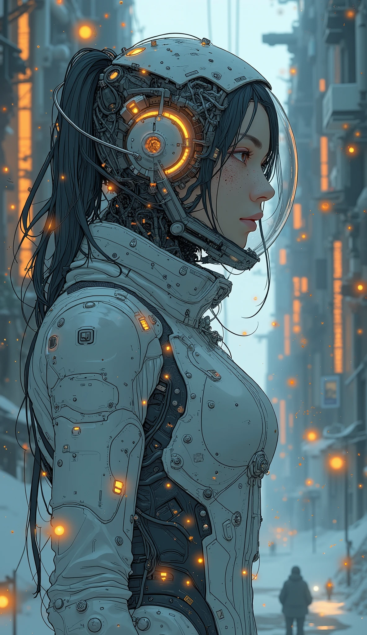 futuristic girl in a spacesuit with futuristic lights, SF Digital Art  illustration, SF Digital Art , Science Fiction Digital Art,  futuristic digital art ,  futuristic digital painting ,  Digital concept art illustration ,  Stunning Digital Illustrations ,  4K High Definition Digital Art , realism | Beeple,   sci-fi digital painting  , portrait of an ai astronaut