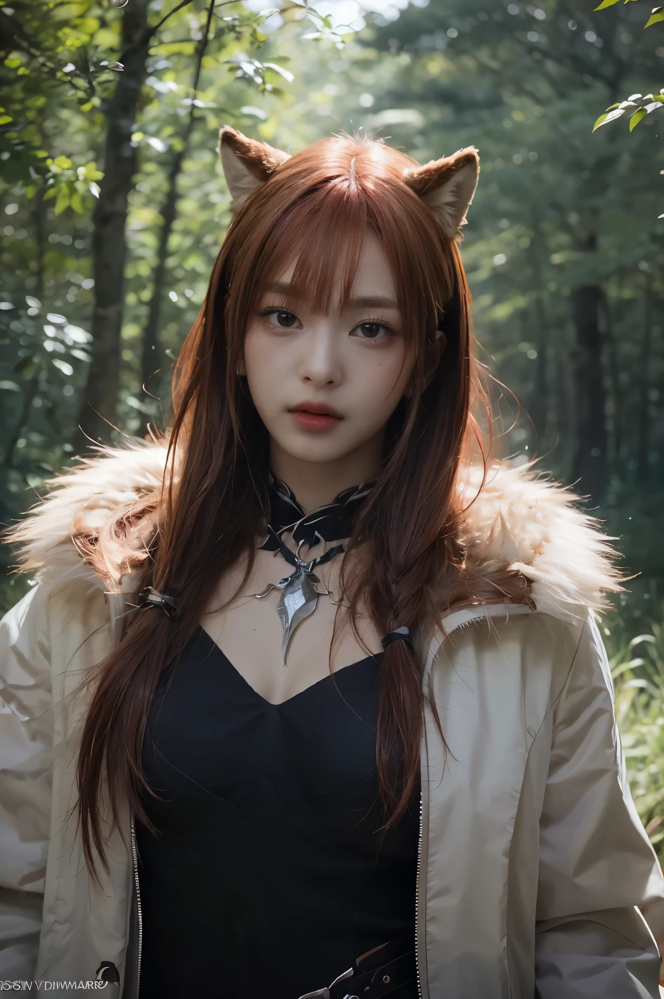 araffe with red hair and a furry tail in the woods, a digital painting by Daarken, cgsociety contest winner, furry art, very very beautiful furry art, dramatic cinematic detailed fur, furry fantasy art, loish and wlop, anthro art, furry wolf, pov furry art, furry art!!!, kemono, 🌺 cgsociety