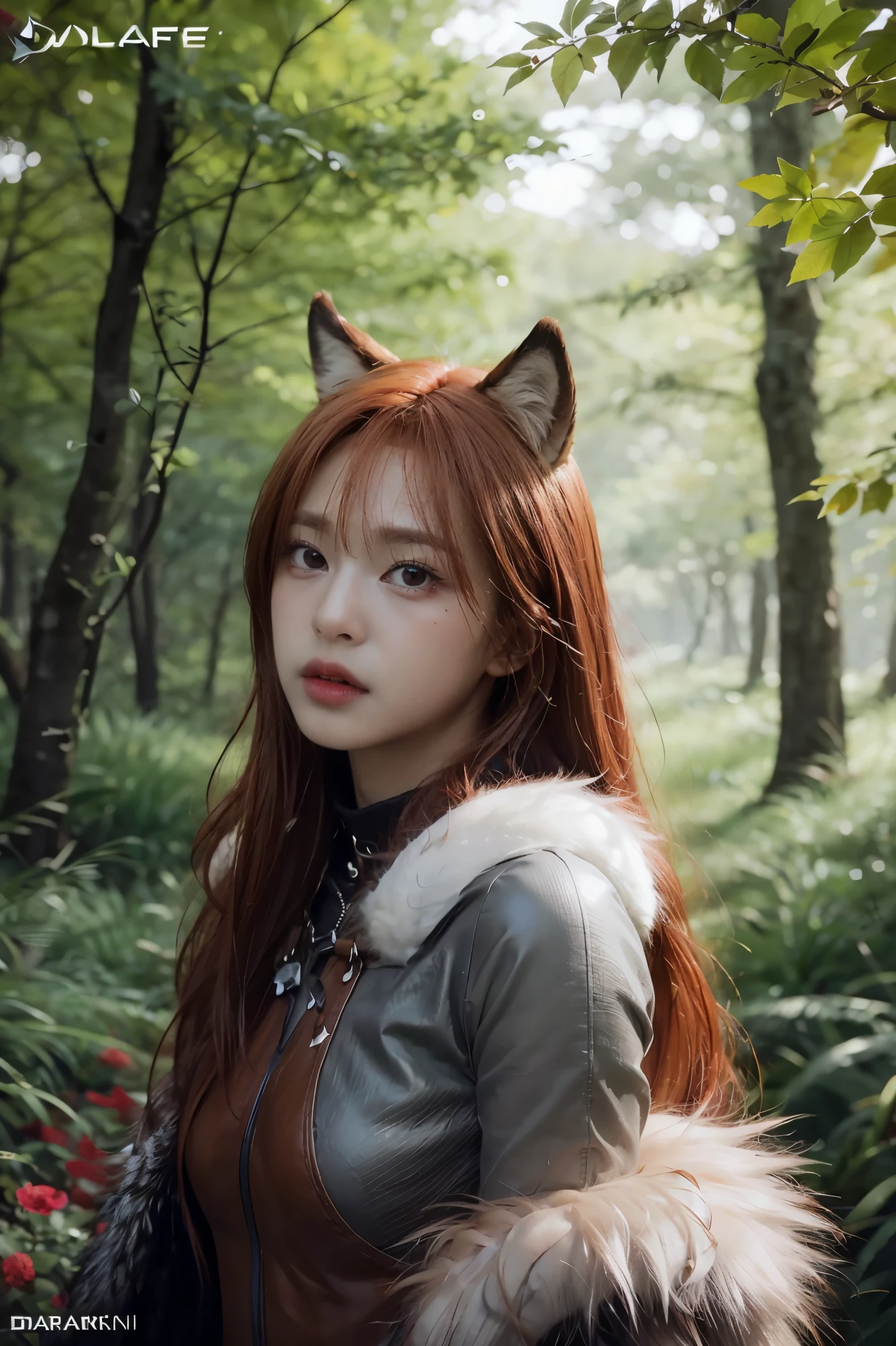 araffe with red hair and a furry tail in the woods, a digital painting by Daarken, cgsociety contest winner, furry art, very very beautiful furry art, dramatic cinematic detailed fur, furry fantasy art, loish and wlop, anthro art, furry wolf, pov furry art, furry art!!!, kemono, 🌺 cgsociety