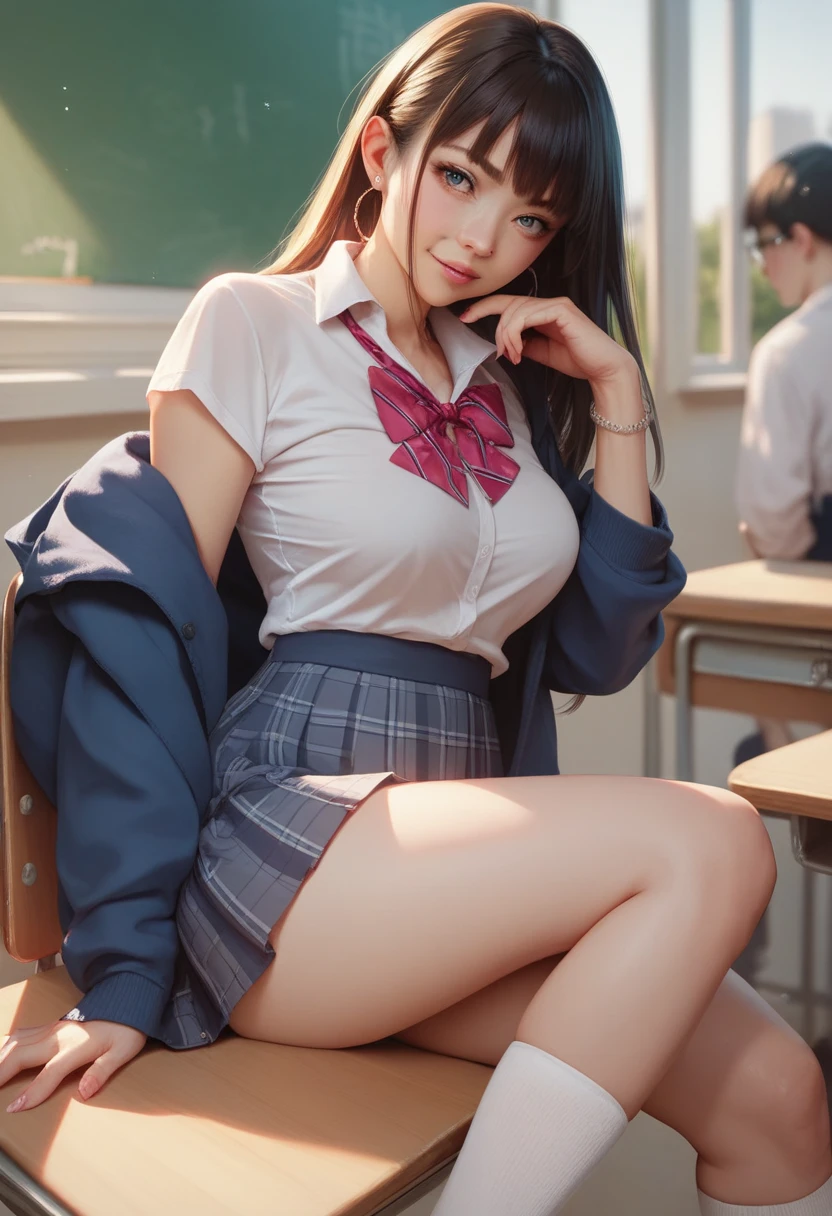 NSFW, 4K, 8K, 16 K, masutepiece, Best Quality, 超A high resolution, high-definition RAW color photography, professional photograpy, (photographrealistic:1.5), depth of fields, Lens Glow, Nikon D850, 45.75 megapixels,Best ISO setting 25600 on DSLRs, Small opening size, (Full body:1.3), (From below:1.4), (Looking at Viewer:1.2), (16 year old asian girl:1.4), (sitting on bench:1.4), Young Pretty Idol, super model, Japanese Idol, (Cute Schoolgirl:1.5), (high detailed cute face:1.6), (High detailed eyes:1.5), (large eyes with double eye lids:1.7), (Cute eyes:1.5), (smile:1.7), (Black hair), (School uniform:1.7), (Huge breasts:1.5), (Erect nipples :1.2), (panty shot:1.2), (White panty:1.2), highly detailed back ground, (The wind is blowing strongly:1.2), enchanting atmosphere, (Sunlit atmosphere:1.1), (Natural lighting:1.2)