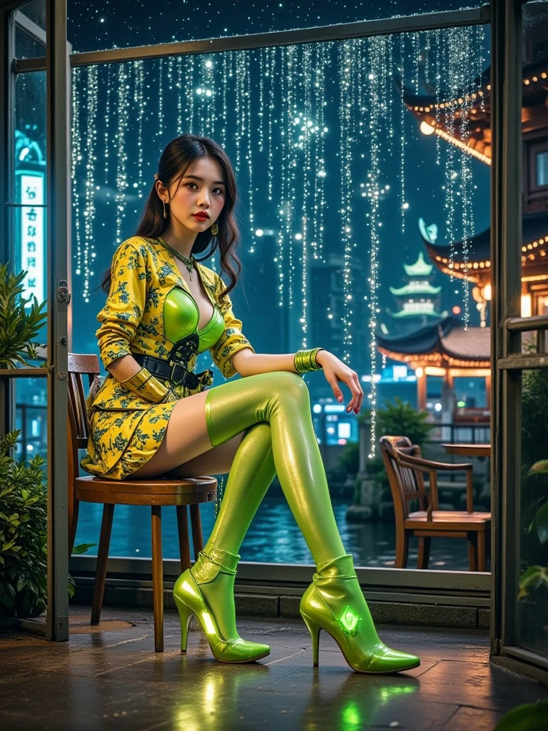 A 36E Japanese girl，Panties green，Wear high heels，bald-headed --auto --s2