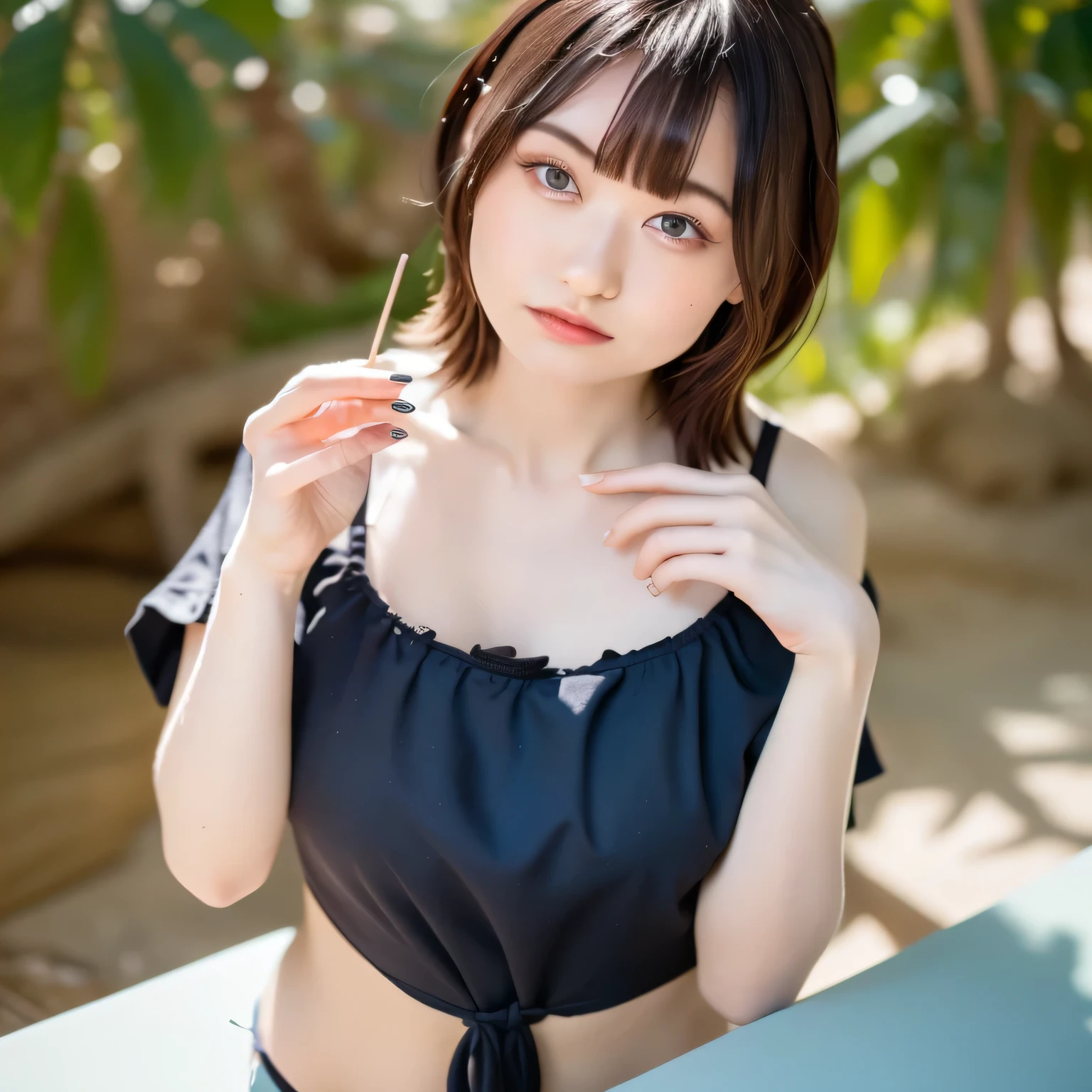 a lot of details, (slender waist), 30 years old, detailed black hair, beautiful detailed hair, super fucking beautiful, complex details beautiful and delicate eyes, perfect hands, (small breasts best quality), perfect and delicate limbs, detailed skin, best quality, ultra-detailed,
yuruyuri,akaza akari,double bun,red hair,bob cut,short hair,purple eyes,tareme,solo,smile, full body, extreme long shot, ((camping scene)),(bonfire:1.2), long black hair, ((grin)), grassland, Tables and chairs in disarray,with a starry sky, at night, darkness