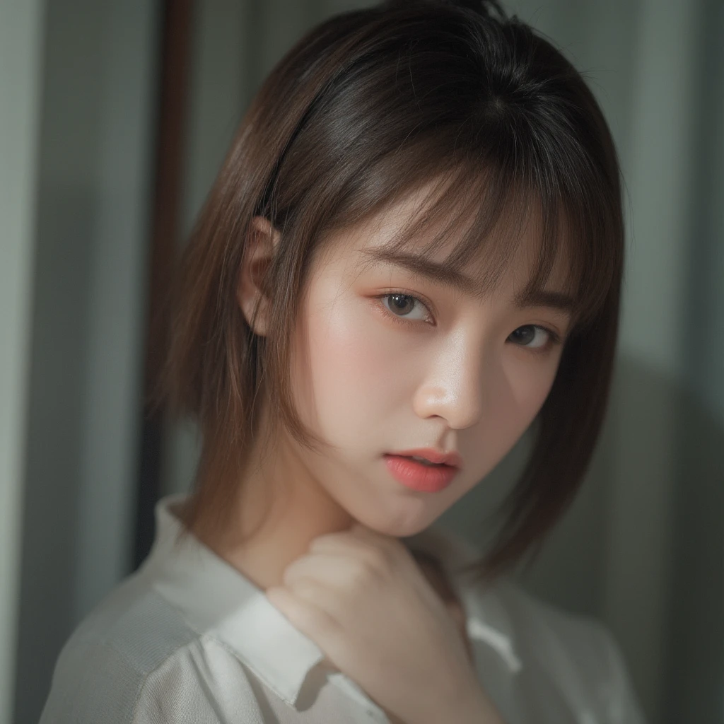 ​masterpiece, top-quality, Raw foto, Photorealsitic、full body Esbian、 beautiful a girl, cute little, shorth hair, depth of fields, hight resolution, ultra-detailliert, finely detail, ighly detailed, extremely detailed eye and face, Sharp pupils, Realistic pupils, foco nítido, Cinematic lighting、small tits、In the street、Casual wear