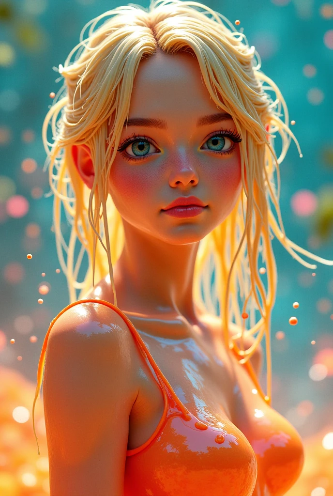 beautiful, lighting, masterpiece, best quality, 1girl, solo, sam yang, swimmer, bikini, stylish bikini, small breast, cleavage, tan line, portrait shot, looking at viewer, detailed face, detailed eyes, detailed hair, partially submerged, outdoor pool, wet skin, wet hair, high quality water, HD, 4k, ultra setting