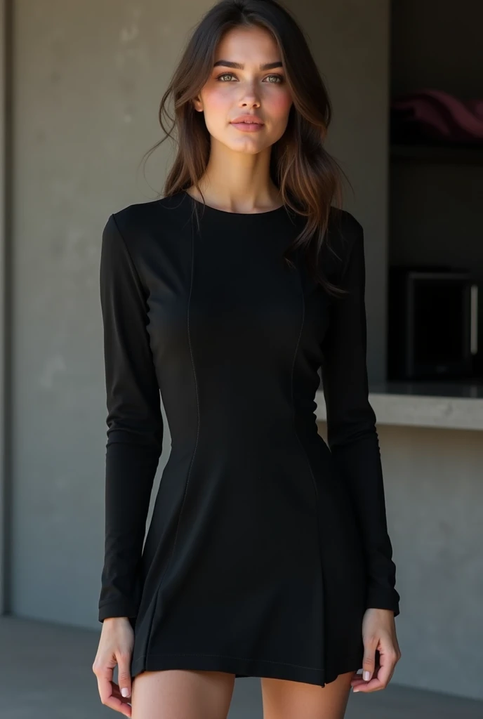 photograph of nutellavo wearing cowl neck dress, detailed skin, best quality, high_quality, highres, high quality photograph, professional lighting, 4k, 8k, absurdres, masterpiece, trending on artstation, <lora:NutellaVO-000091:1>