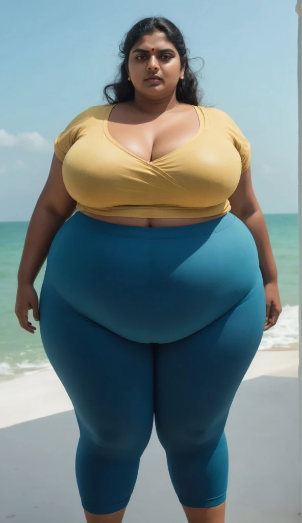 Madhubala Indian sexy curvy plus size body beautiful actress in a SHEIN Essnce Plus Roll Hem Skinny Capri Jeans and yellow cropped top posing for a picture in Devi's Fall (Patale Chhango), camera front facing, smilling face, head to toe view, full body shot, hourglass body shape, curvy plus size body, bigger waist, busty, big hips, fleshy thighs, thick thighs, cleavage, big breasts, busty, full body view, head to to view, full body shot, sexy girl, beautiful curves, curvy model, attractive curves, attractive feminine curves, gorgeous woman, Devi's Fall (Patale Chhango) background,