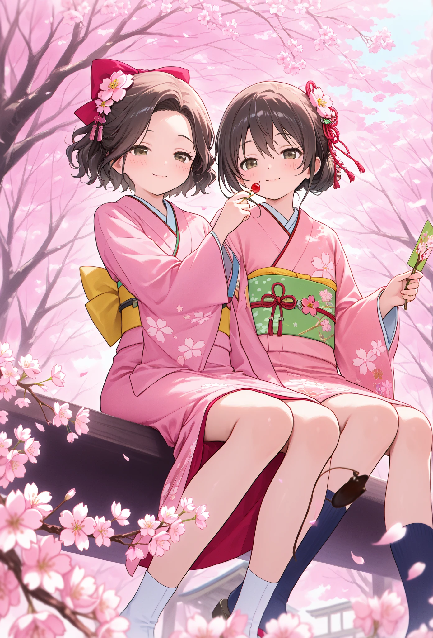 young , kimono, socks,fair,holding 酒瓶, Cherry Blossom Viewing,date,Ladylike,Short length,Parent and ,Cherry Blossom Viewingで一杯, tipsy,Cherry Blossom Viewing酒,innocent smile