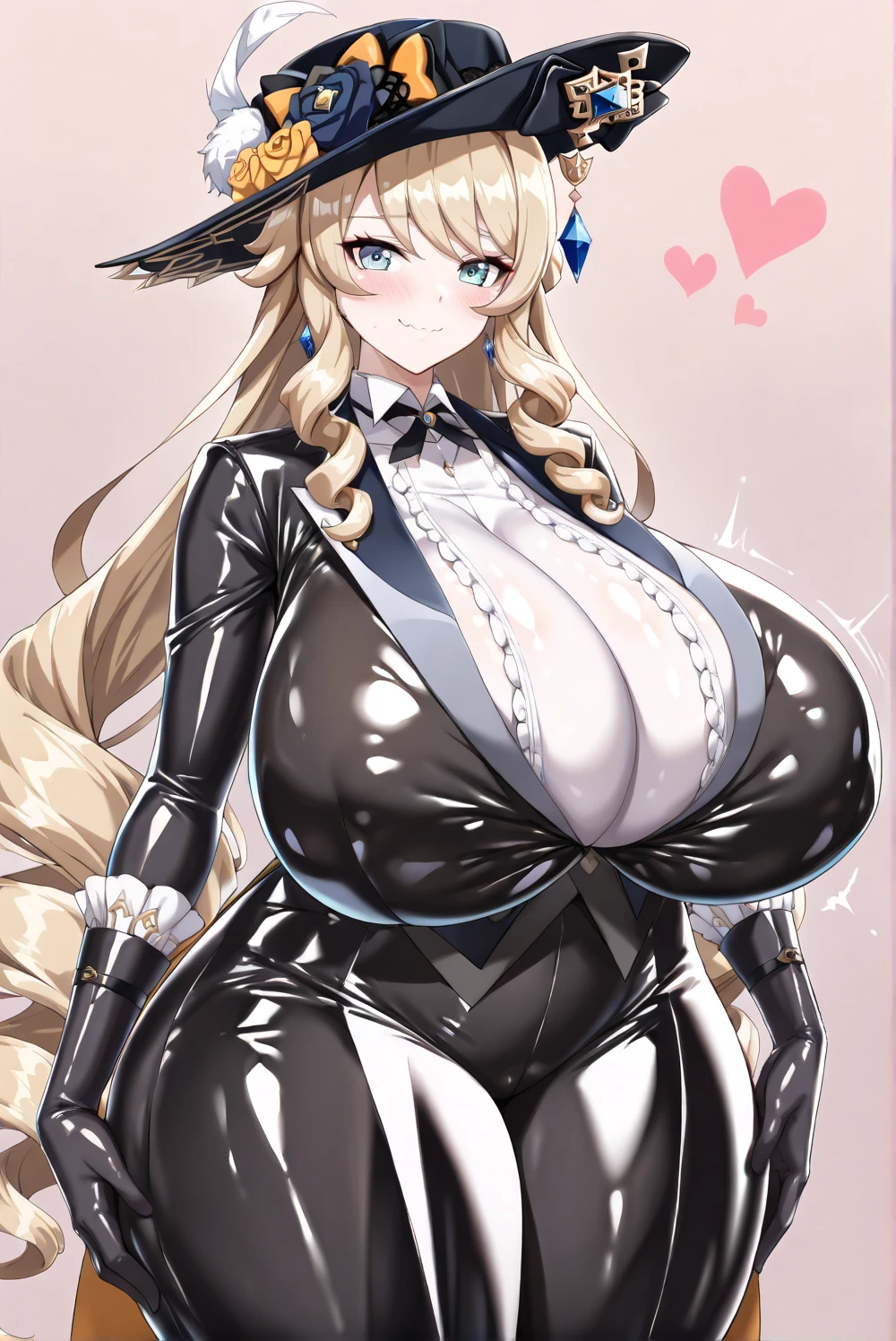 score_9, score_8_up, source_アニメ,Blonde,Blue Eyes,long hair,tall,very big breasts,sharp eye,((1girl)),shiny skin,Black latex,front open,Areola,Reverse Bunny Suit,corset,Pussy juice,Extra thick dildo