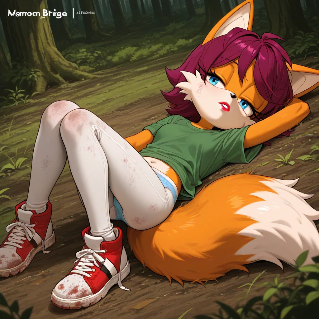 By Teranen, (Coffeesoda:1.1), Hioshiru, Kilinah, Furry, Braixen, Anthro, Female, Solo, Indigenous, Gray Bra, Grey Loincloth, Slave, Red Headband, Pink Hair, Yellow Eyes, Upward Eyes, Kneeling, Blushing, Pleasure Face, Breathless, Butt, Jungle, Native Bedroom, View paws, legs open, view pussy