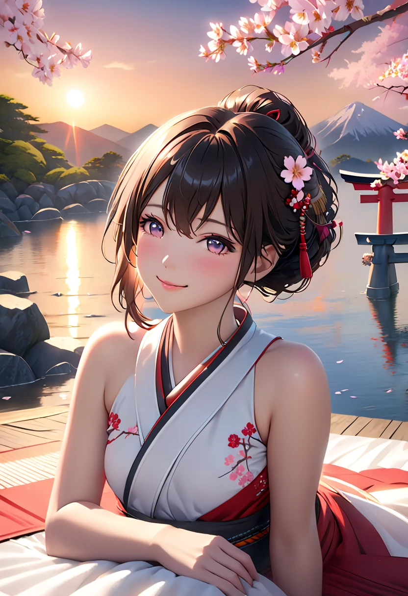 (top-quality、masterpiece、very high res、An ultra-high picture quality、High quality pixels)、(She is a mysterious and bewitching woman, And she is 18 years old,1 person,Single,独奏:1.5)、(She is a very beautiful woman with a beautiful face)、(Beautiful face written in detail,Beautiful body,Strong-willed eyes,Beautiful eyes,Beautiful and colorful hair,Beautiful skin texture)、(Beautiful hair quality,Variety of hairstyles)、(She has a slender figure and her breasts are D cups)、(lovely smile,Smile, Open mouth,),(Wearing a Japan kimono,Colorful Japan kimono,shoulders are exposed),(Rows of cherry blossom trees at night,Night cherry blossoms in full bloom,Lanterns light),(model poses,modelshoot,Magazine shooting,Hair flutters under the influence of the wind),The wind is blowing、Beautiful Art Style, an animated character、(The whole picture、Detailed picture、accurate anatomy、Defect-free images、extremely detailed picture、Accurate images、Perfect Image 1.5)、(Best Shot Photo 1.2)