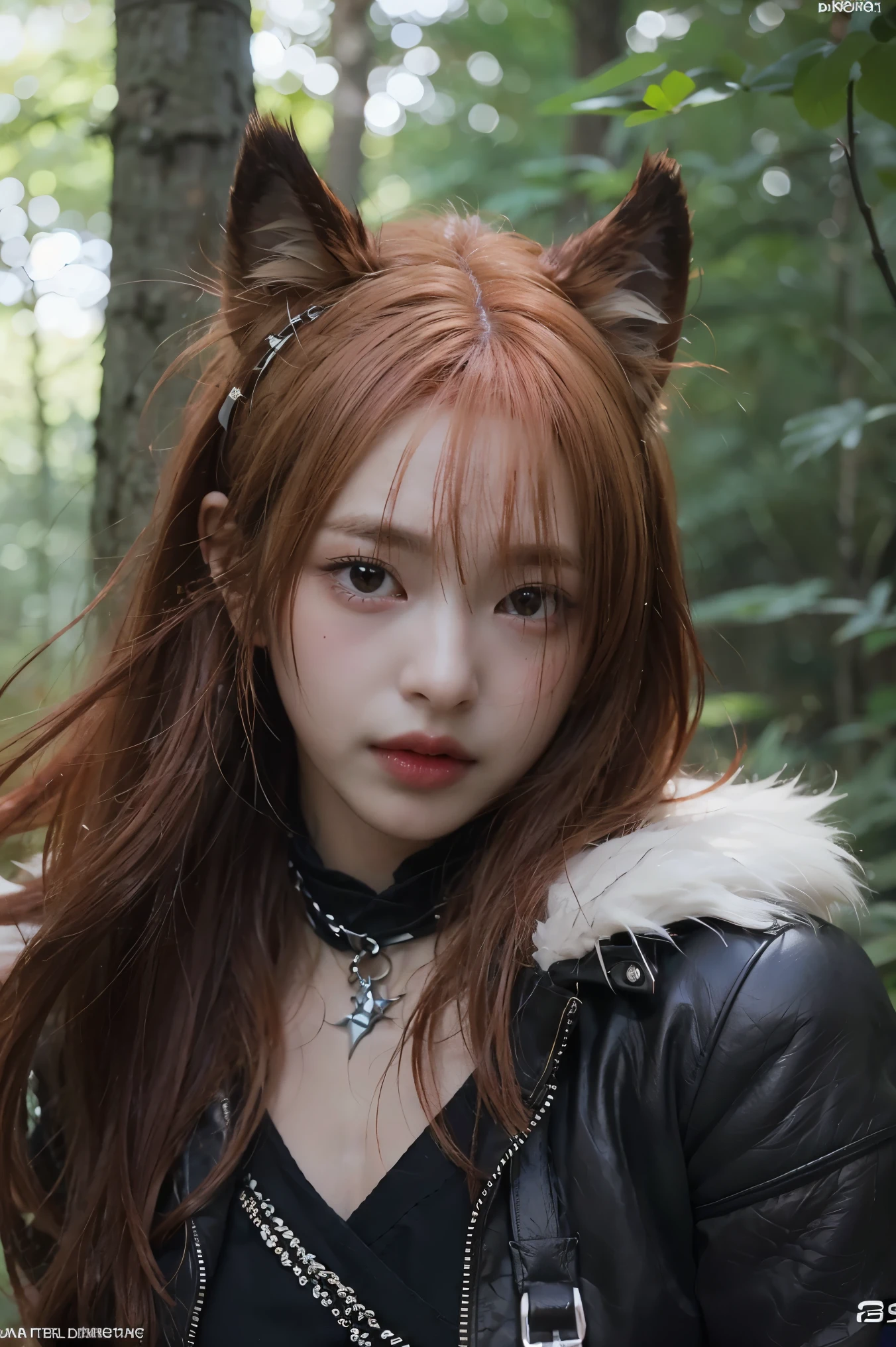 Japanese women、 Neon red hair, Moonlight Eyes, Fox Ears, Tattoo sleeves and piercings、 Harajuku-style hip hop fashion, Soft colors, Neon paint splattered background, Soft Stroke
