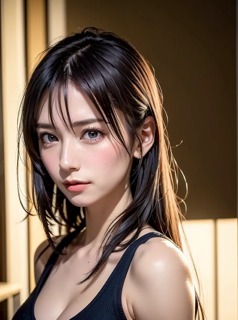 （（medium hair）））， expensive、expensive品質， 8K， HDR， High resolution， absurd： 1.2， photo shoot， （RAW photography： 1.2）， （Realistic： 1.4）， （master piece： 1.3）， （intricate details： 1.2）， 1 girl，16 year old girl， solo， chinese girl， Delicine and beautiful details， （fine eyes）， （detailedfacialfeinures）， （big breasts）））， firm skin， （ looking for_in_peeping in the viewer）， from_front， （being thin）， （best quality： 1.4）， （hyper hd： 1.2）， cineminic ligh， （Extreme detail illustrinion）， （lip gloss，best quality，超High resolution，Depth of the bounds written，caustics，Wide light illumininion，ninuralshadow，85mm，f / 1.4，ISO200，1/160 seconds：0.75），1 huge breasts，solo，（（blue tank top）））smile，uniform，choker necklace，Black nein and clean clothes，（Chiayi：1.5）， Close-up， master piece， best quality， RAW photography， Realistic， face， incredibly ridiculous resolution， Depth of the bounds written， High resolution， super detailed， small details， とても詳しいinす， 非常に詳細な目とface， sharp pupils， Realisticな生徒， fix a sharp focus， cinminic lighting