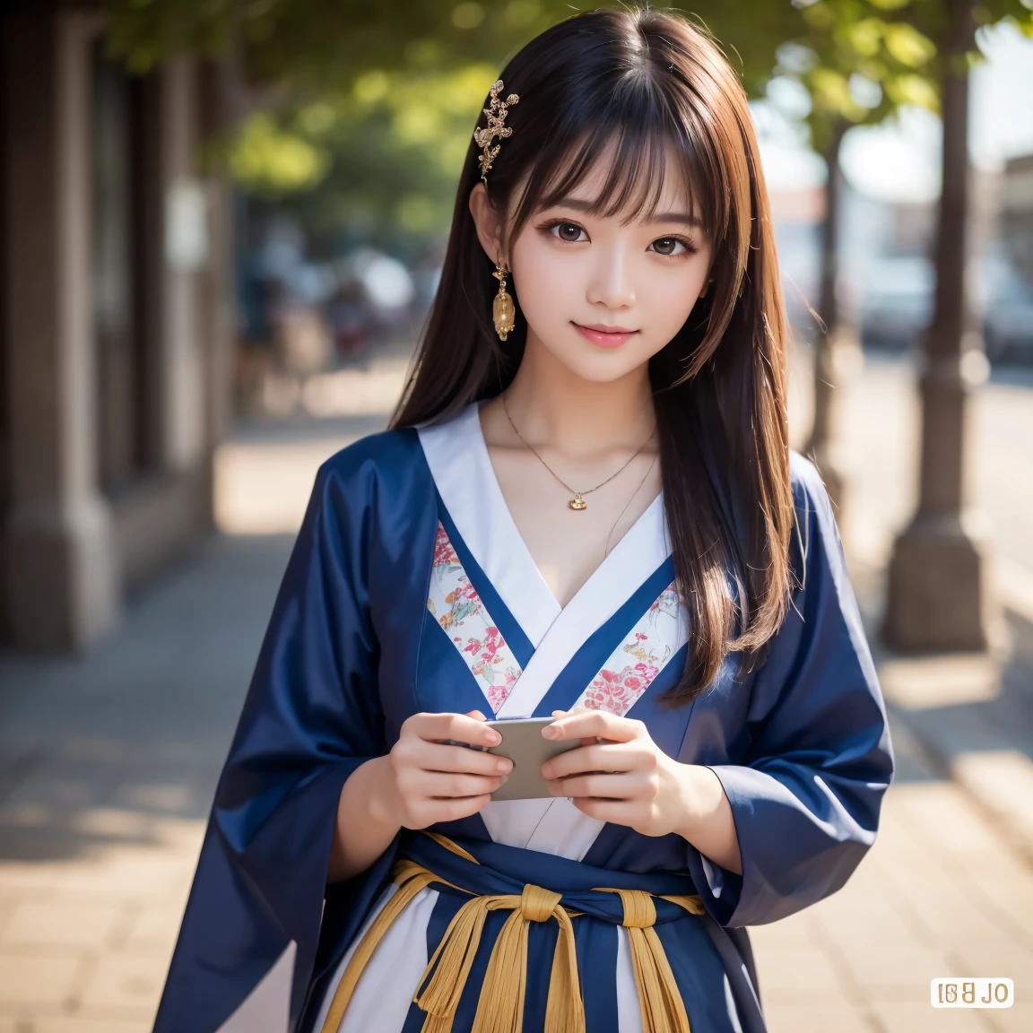 korean idol dress in blue gma person outfits, person fashion outfits, in the style of candid celebrity shots, gongbi, dolly kei, rangercore, oshare kei, matte photo, massurrealism