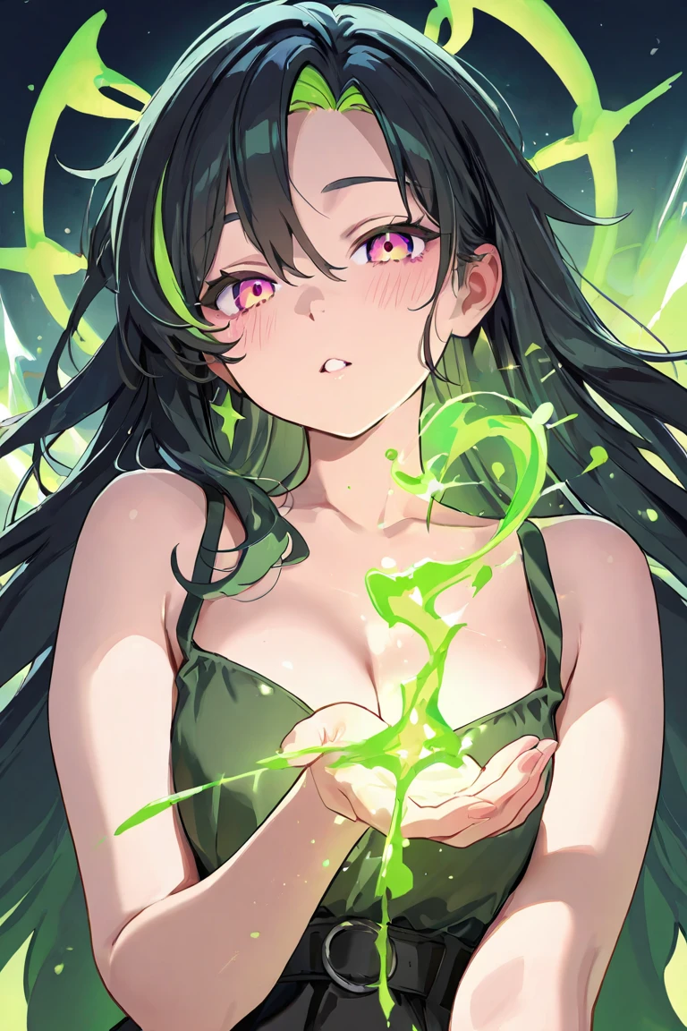 closed eyes, masterpiece, best quality, misaki’s erotic transformation, embarrassed, amazed, surprised, misaki’s erotic gorgeous magical transformation, cowboy shot, masterpiece, best quality, highres, a glowing nude girl flying in the green luminous cybernetic background, background, ((((glowing body, glowing skin)))), ((((glowing nude, glowing nude_only)))), misaki tobisawa, 1girl, ager, model, black hair, glossy hair, straight hair, large breasts, medium hips,misaki,misakiao,