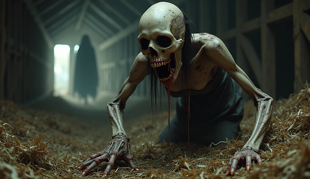 4 zombies, exposed ribs, dirty, decaying, fallen rotten skin, hollow deep sunken eye sockets, rips in skin, ripped skin, in the supermarket, sitting on floor, creepy, horror, horror movie, eerie, unsettling, night, nightmare, unnerving, night time, midnight, 8k resolution, high definition, defined faces, Ultra hdr rich tones, professional photograph resolution, titled, tilt shift