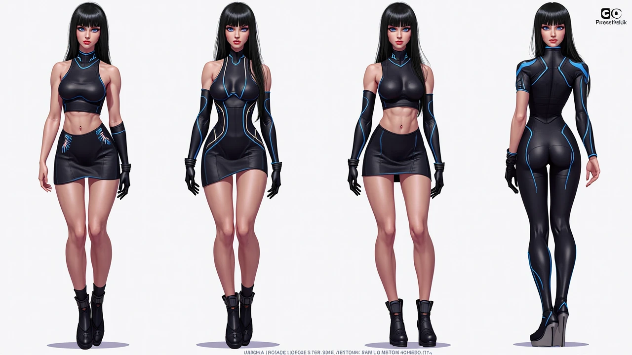 Ultra-realistic ultra-detailed 8k RAW photos, realistic cyberpunk elements, best quality, ultra-high resolution, exquisite body, black long ponytail, leather clothes, ragged clothes, big breasts, seductive human girl cleavage, bikini, bare lower body ,White background.