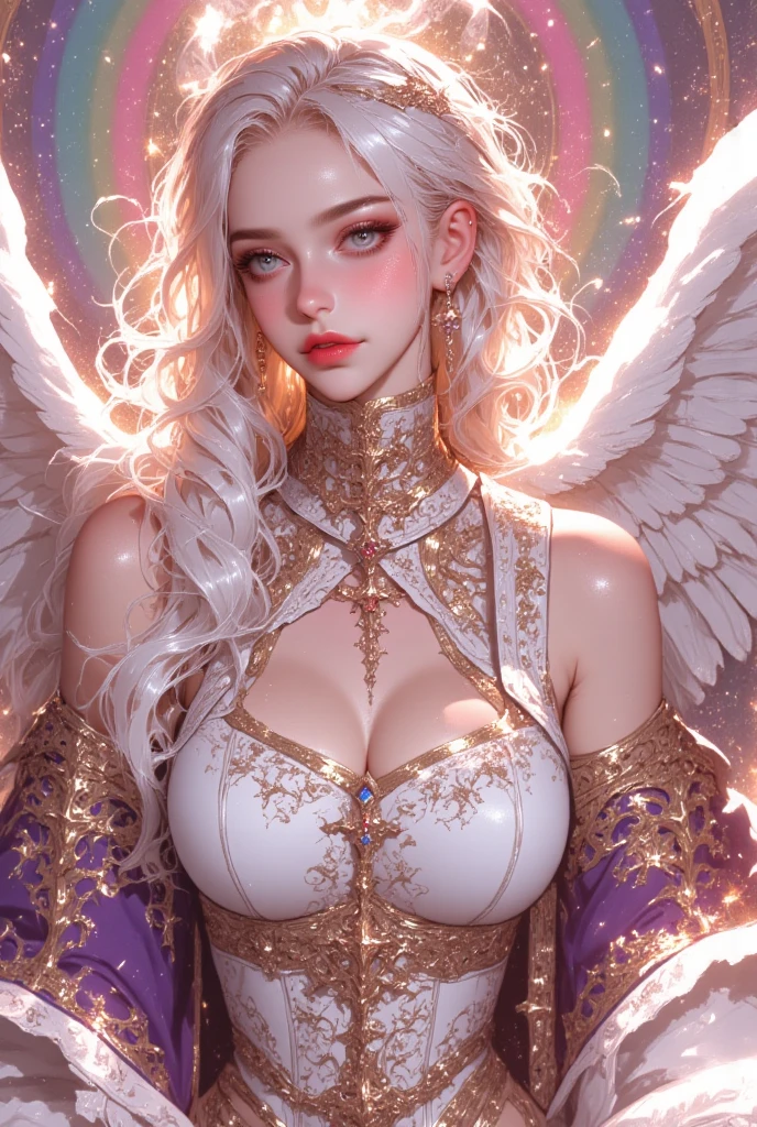 ((Highest quality)),(Ultra-high resolution),(Ultra-detailed new),(Detailed Description),((The best CG)),(masterpiece),Highly detailed art,A wonderful new art form,(Art with precise details:1.5), (Female angel and female devil:1.6),Beautiful and well-proportioned face:1.5,Jewelry goods:1.3, Light and Darkness:1.3, Constraints:1.2, liberation:1.2, (A colorful world:1.5)