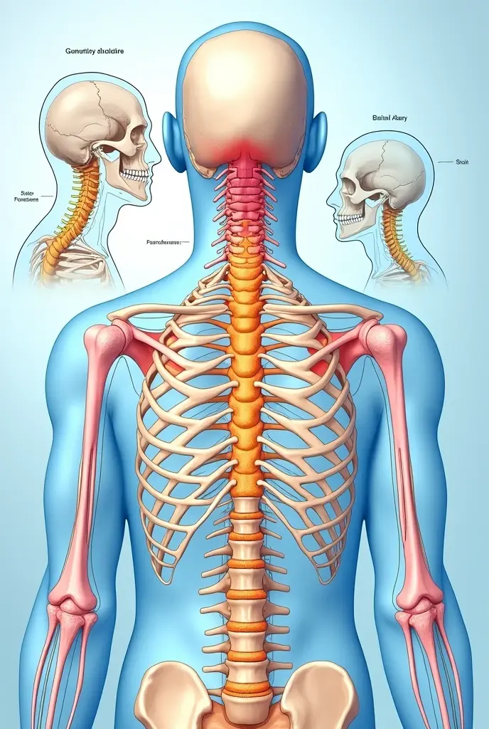Neurological Anatomy Diagrams:
Image of the nervous system showing the areas affected by the injury (For example, cervical spinal nerves).
Diagram illustrating the involved neuromuscular pathways.