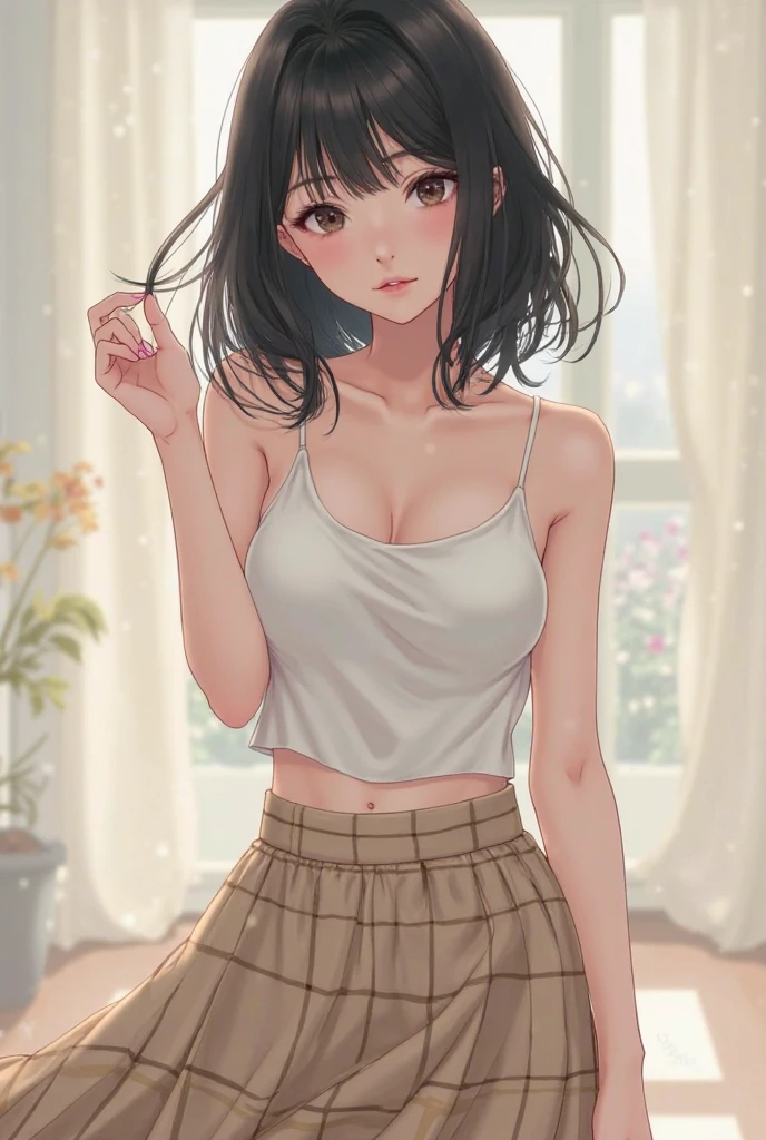 ((((highest quality)))), (((Ultra-precision CG 16K))), (((masterpiece))), (((Very detailed))), (((Extremely detailed))), (((Black outline:1.3, Written boundary depth:1.3 , Written soft outline))), Blur, Bokeh, Maximum clarity and sharpness,Multilayer Texture, Surface Shading, Cinematic lighting, Beautiful details sparkle ,Perfect Proportions, Limited to three woman, BREAK accurate, Anatomically correct, Highly detailed face and skin texture, drawn in detail, Highly detailed facial and skin texture, Detailed eyes, beautiful hair, Beautiful Japanese Idol face, Beautiful and beautiful eyes, Beautiful body, Beautiful breasts, Beautiful thighs, Beautiful legs, Beautiful fingers, (Beautiful views) , skinny body, ((Beautiful Skin)), ((Skin Texture)) BREAK breast enlarged, huge Breasts, rocket breasts, (((perky breasts))), covered nipples ,slender waist, (blush, determined expression, Heavy breathing,) BREAK (((no-bra, wearing oversized tank tops and black inner sportswear, low rise, mini-skirt with slits, no-sleeve, breast is covered by outfit))) , wearing earrings, BREAK ( stick breast out),((( a woman sitting on steps of the school:1.3, stretching out, from side , from below, looking at viewer, close up face))),