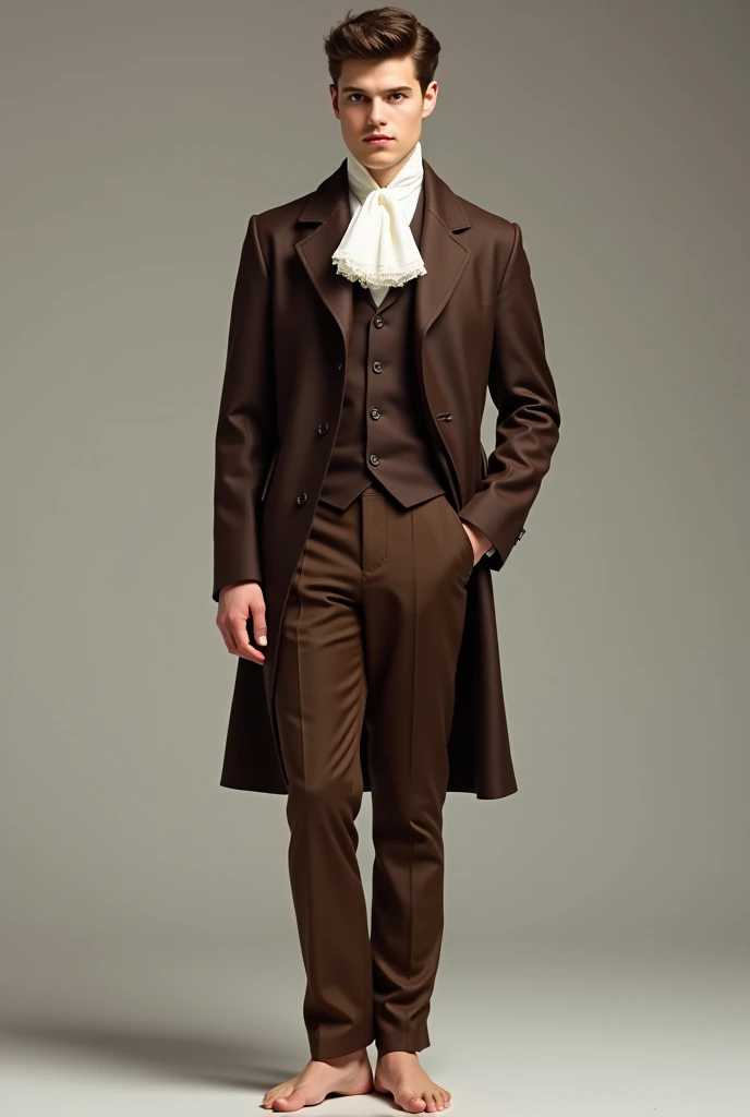 Portrait of a 18 year old young man, napoleon clothes, blushing, brown hair, open shirt, show torso, show pecs, French military uniform, underpants, handsome supermodel, Greek profile, Greek face, strong jaw, white skin, extremely pale skin, attractive boy, blonde boy, cinematographic, best quality, sharpness, focus on the boy, anatomical perfection, golden ratio, open legs, commercial, bluge, perfect anatomy, perfect symmetry, facial symmetry, body symmetry, homoerotic