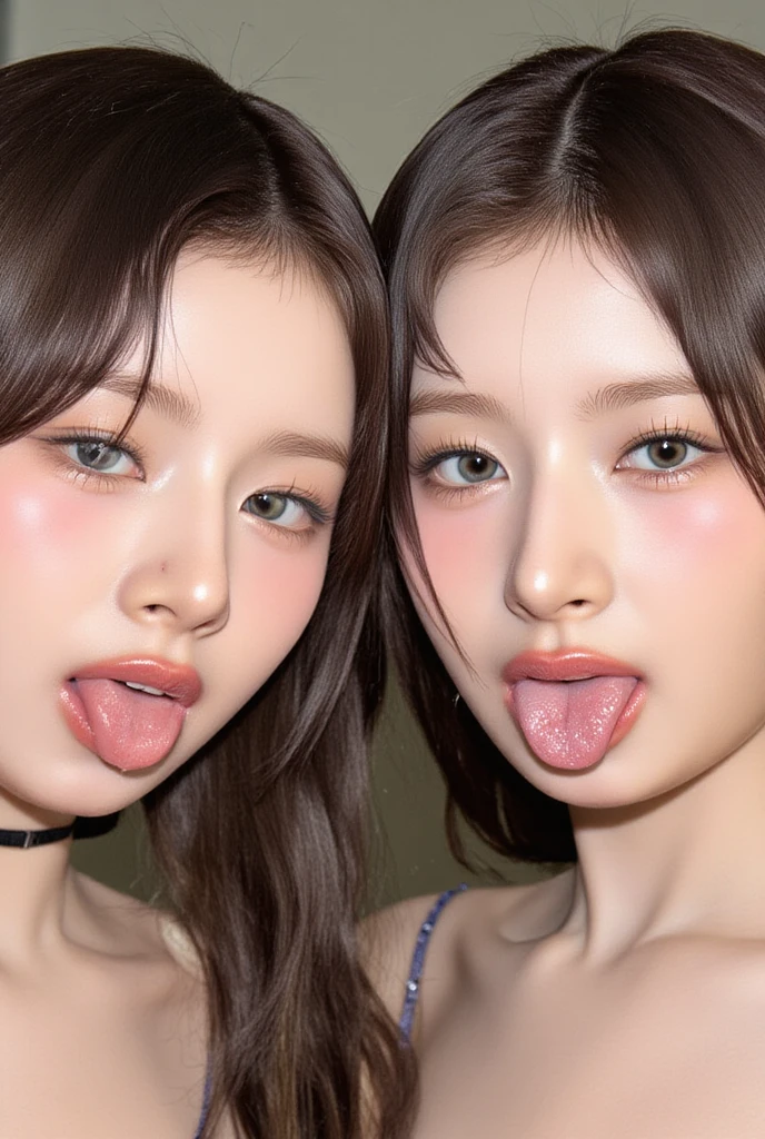 tongue-out、Inward eyes、soio、Beautuful Women、Korea person、Red cheeks