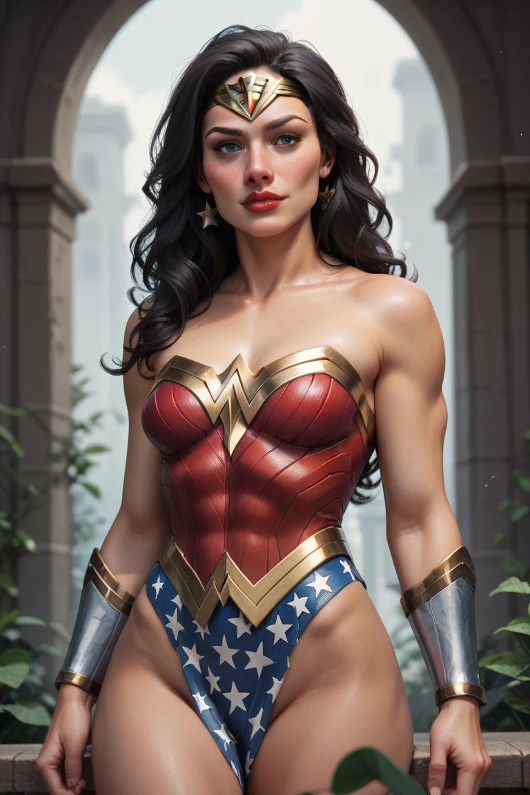 (Victoria's Secret Model Wonder Woman), Nizzy Style, Wonder Woman Holding a Beer Bottle, Masterpiece, Candid Picture, Wonder Woman, (Delicate detail, makeup), (delicate and beautiful delicate face, delicate and beautiful delicate eyes, face with perfect proportions), (delicate and radiant skin: 1.2), delicate skin, strong and realistic blue eyes, realistic black hair, lips, makeup, natural skin texture, tiara, jewelry, star \(symbol\), leotard, bulletproof gauntlets, red combat boots, Golden belt, (public attire: 1.5), bare shoulders, slightly sunburned, mature, sexy, elastic muscles, (muscles: 1.2), ((strong and healthy body)), (more) muscles))), long legs, curves, (big breasts: 1.3), thin waist, soft waist, (delicate skin), (beautiful and sexy woman), (swollen lips: 0.9), (eyelashes: 1.2), (skin hollows), very delicate muscles, breasts, solo, split, pretty face, perfect body, muscular, Detail face, realistic skin details, clear focus, realistic face, realistic skin, detailed eyes, detailed facial features, (in a crowded supermarket), despair, tired, open mouth, mature woman, high detail, very detailed very delicate muscle definition, ((top quality)), ((masterpiece)), ((realistic)), (detailed), detailed background, realistic texture,
