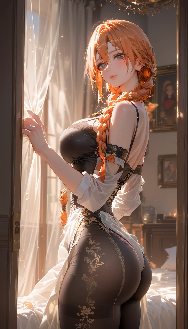 ((highly detailded)) ((huge ass breasts:1.2))
((Breasts bursting out of clothes:1.2)) cutaneous dentition, showing deep cleavage, Medieval fantasy era tavern girl, threw beer, pale woman with freckles, freckles on breasts, long red hair in messy bun, looking ahead at viewer, blushful, glare eyes, (((off-shoulder white blouse, low-cut and with ruffles, brown corset))) Brown boots, Simple Necklace, STRETCHED CLOTHES, dark and temperamental tavern by candlelight, (((night time))), ((soles)), ((work of art)), (best qualityer), Perfect Anatomia, huge ass , high resolution, detailded, 1 girl, ((ass naked)), (presumptuous), rest on your back with your feet up, only 2 feet, 2 legs only, on the bed, in the plain white room, giving a pillow