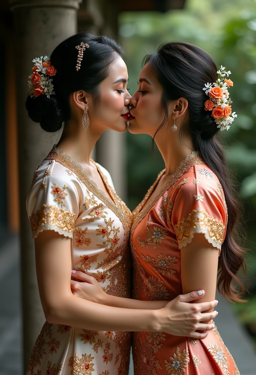 Indian Transwoman in saree kissing