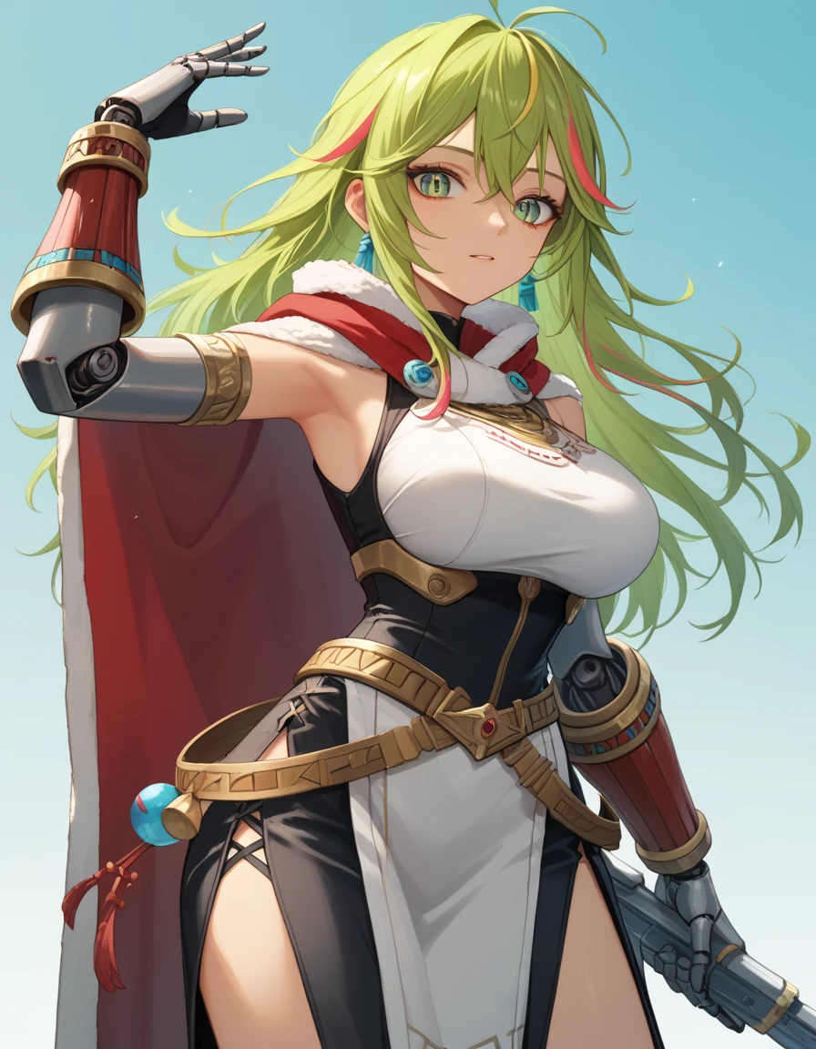 1 girl, alone, (slime girl, colored skin, red skin:1.4), monster girl, Miao default value, long hair, hair accessories, :\3, High, curved, medium breasts