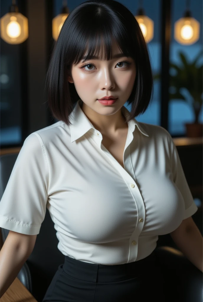(At SFW), woman in office room, white wall, gray table, plant, window, Masterpiece of sexy pose))), ((highest quality)), ((Complex)), ((surreal)), stupid reply, mature woman, mature woman, perspective, very detailed, shape, 1 girl, ((big breasts)), perfect hands, finger details, fine and beautiful eyes, short hair, brown eyes, chief executive officer(chief executive officer(chief executive officer(CEO), (suit:1.2), open office shirt, Tight Skirt, black choker, earrings, stockings, detailed background, Bedroom, perfect eyes, enchanting eyes, looking at the viewer, open your legs, put your hand inside your pants, Insert your finger into your vagina and masturbate ((woman'expression, Closed eyes and panting face, A face that makes a sad sound, ecstatic face, Face on the verge of climax)), from below
