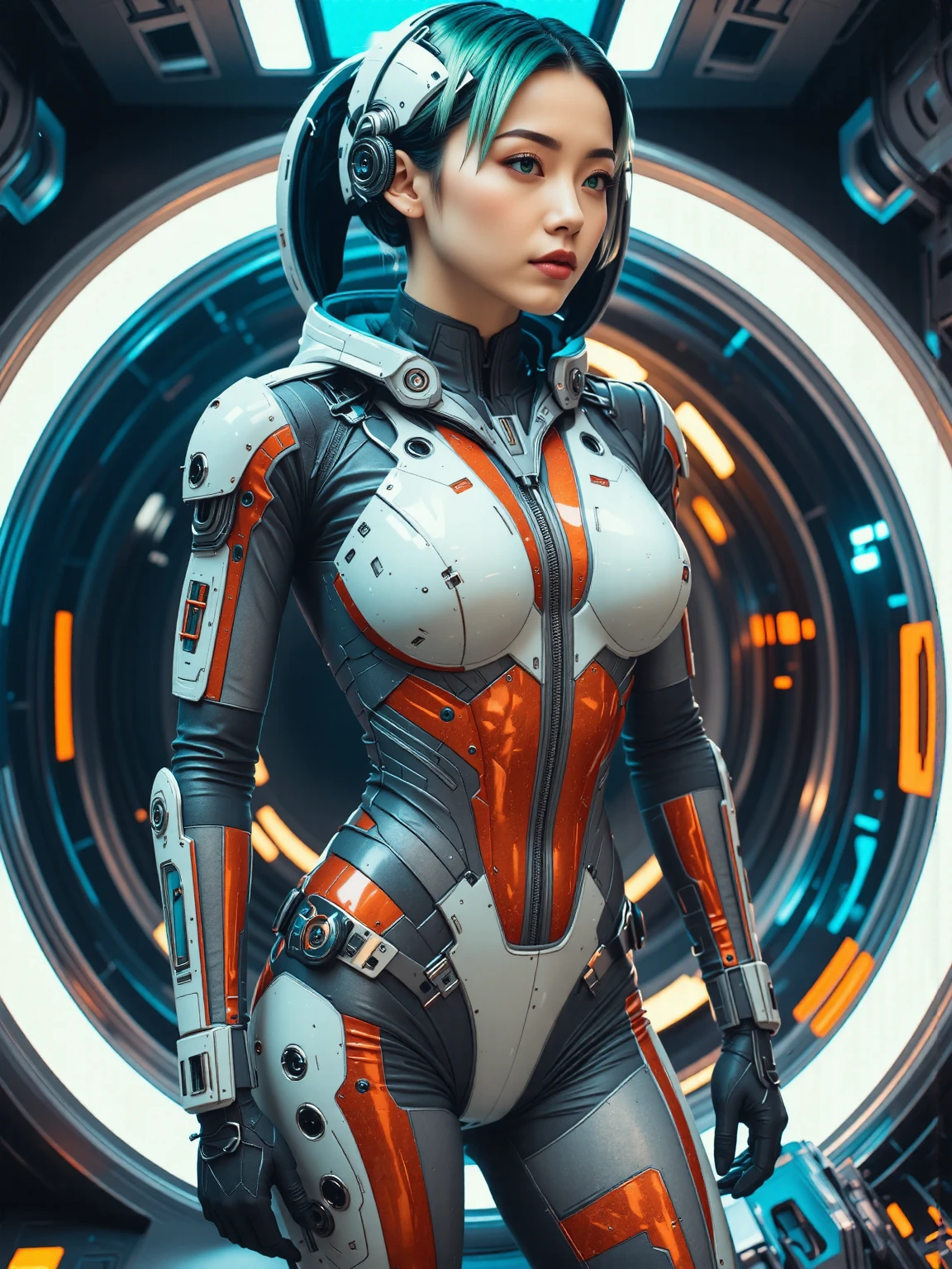 nsfw:1.6、Very beautiful woman、Slender women、(Detailed face)、Realistic Skin、((Delicate photo)),(Girl Masterpiece RAW Photo Details:1.25), (Highest quality:1.6), (Ultra-high resolution:1.5), (Realistic:1.75), 8K resolution, Canon EOS R5, 50mm, Absurd, Ultra-detailed,Cinema Lighting、One girl, 白hair,((hime_cut))、Smile、 Window Shades,((Ultra tight white jacket coat)), Chest Rig, cyber punk, ((Techwear)),I can see your abs、Bra Top、((Big Breasts))、((The abdomen is visible))、(((Ultra-delicate and futuristic design)))、Biting into the crotch