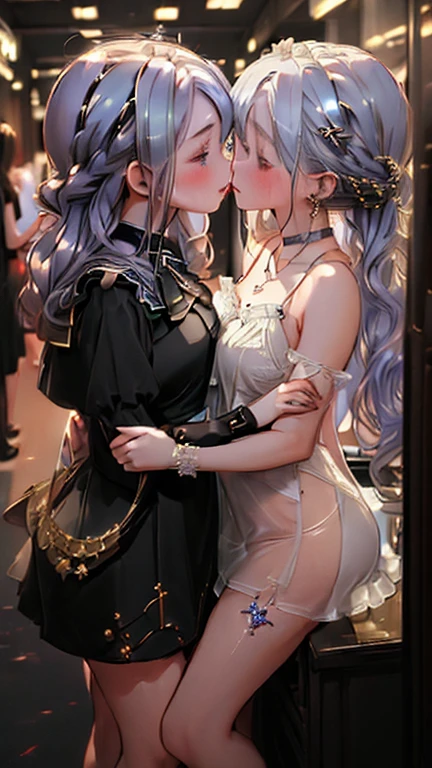 (masterpiece:1.2), (best quality:1.2), (sharp detail:1.2) highres, absurdres, best quality, intricate, ultra-detailed, 8k wallpaper, perfect face, beautiful detailed eyes, calliope mori, solo, 1girl, nervous, pink eyes, , nude, messy hair, in bed, view from behind, looking over shoulder. perfect ass, night time, candles