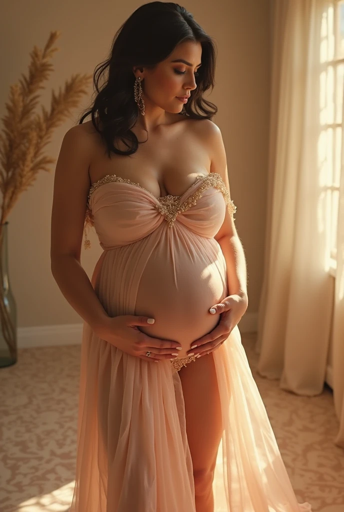 Pregnant teenager, baseado em grade, altamente texturizado, huge pregnant belly, corpo magro, roupas hospitalares