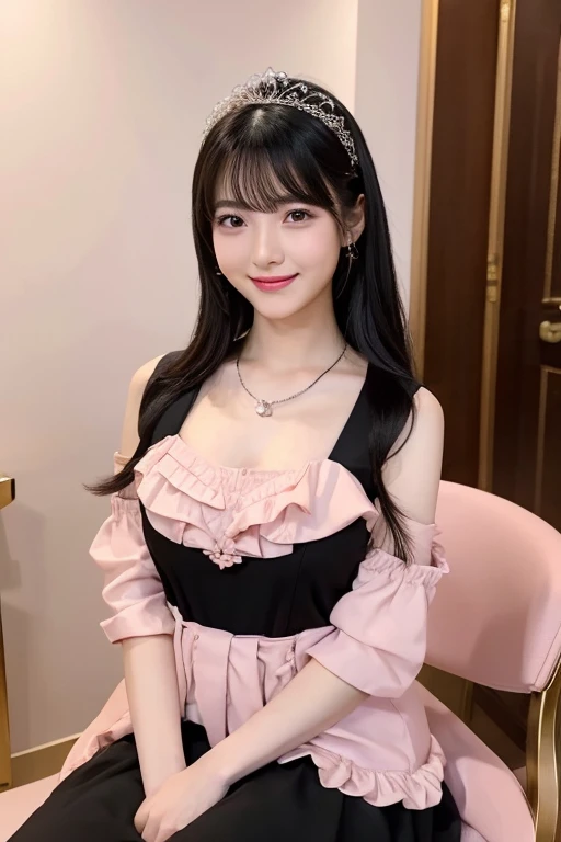 Highest quality、masterpiece、High sensitivity、High resolution、Detailed Description、Slender women、Slim Body、Glasseake a heart shape with your fingers、Wink、Casual clothes、smile、