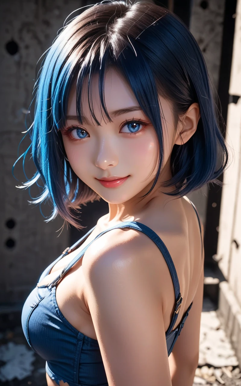 {{masterpiece}},{{highest quality}},enlightenment,1 perfect portrait of a girl, A fascinating eye for perfect detail), colorful hair, (blue hair:1.6),(cat ears:1.3),Long and slim body type, fantasy background, {exposed bare shoulders},{long-term alienation_sleeve}, {lean forward a little}, If you look up,hair ornaments,{shy},please shut your mouth, head tilt,{small breasts} ,movie lighting,oversized clothes, ((seductive pose)),