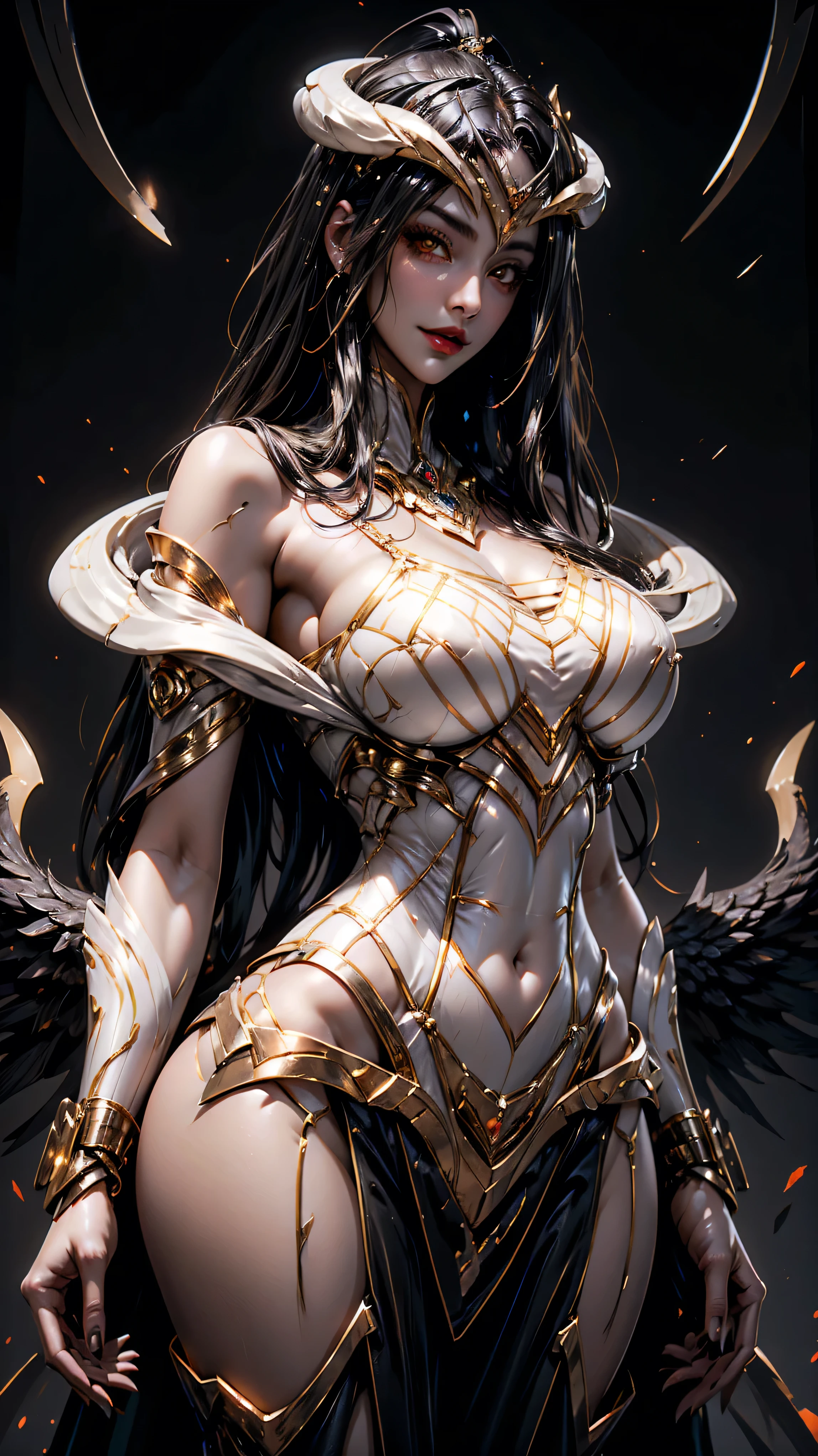 anime, flat vector art, {stunning male Egyptian angel}, Luminous Studio graphics engine, goth Renaissance, long black hair with gold streaks, ethereal gold irises, tan skin, perfect and detailed angular sharp diamond shaped human face, Gold, Ray tracing, full lips, {defined eyebrows}, crystals, glitter, desert detailed background, white uniform, sharp focus, perfect anatomy, extremely detailed illustration, approaching perfection, dynamic, intricate details, ultra high definition, 8k resolution, glamour, glimmer, ethereal, {art by Ayami Kojima}, {art by Heise}, artstation, aesthetic, gothic, Lace, concept art, smooth, dreamy, backlit, fantastical, shadows, smooth, illustration, androgynous