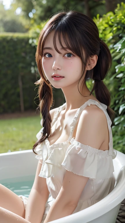 Highest quality、masterpiece、Ultra-high resolution、(Photorealistic:1.4)、RAW Photos、One Girl、Glowing Skin、Put the headset on your head、((Ultra-Realistic Details))、Portrait、Global Illumination、Shadow、Octane Rendering、8k、Super sharp、((Delicate body type))、Hair ornament of the future、((Wear a thin white shirt on bare skin:1.4))、Cleavage、((Huge boobs:1.4))、(Sunburned skin:1.4)、Very intricate details、Realistic Light、Metallic Shine、CGSoation Trend、(Purple eyes:1.4)、(Shining Eyes)、To the camera、Neon Details、Sit on、Cyberpunk Background、Small LED Lamp、(Pink and green lighting from behind)、