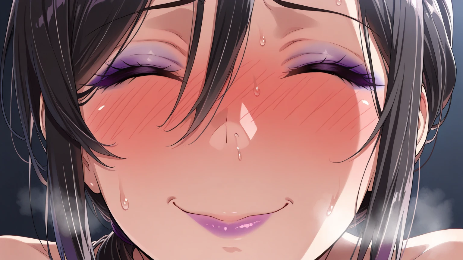 nsfw,pov,kneeling,1 girl,black hair,Tongue out,Androgynous,medium hair,sidelocks,Covered nipple,legs,masterpiece,best quality,very aesthetic,absurdres,upper body,straight-on,large,Covered,Smile,(upturned_eyes),From above,cum in Tongue,Ahegao,attractive,(Bukkake:1.5),(happy),(Steam:1.3),(Open Mouth:1.3),(Gym Uniform),(White shirt),(heart:1.3),(trembling),(Background),(face)