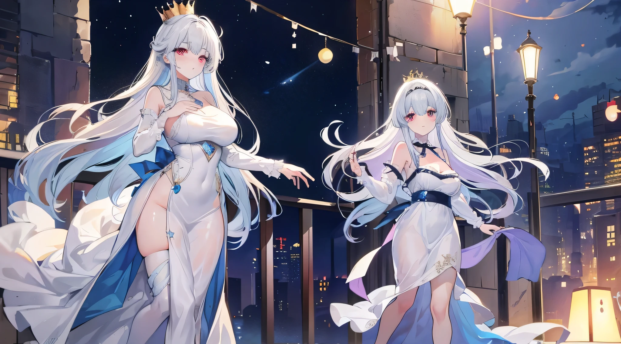 (masterpiece:1.2), best quality, masterpiece, higres, extremely detalled wallpapper, cape, castle, cloudy_sky, flock, full_moon, fur_collar, fur_trim, gloves, jewelry, lips, makeup, moon, realistic, sky, upper_body, 1girl, backless_dress, backless_outfit, bag, bangs, bare_shoulders, blue_hair, blue_nails, blush, bracelet, breasts, building, car, champagne_flute, cityscape, cleavage, collarbone, cup, dress, drinking_glass, earrings, evening_gown, grey_dress, ground_vehicle, hair_between_eyes, hair_ornament, hairclip, halter_dress, halterneck, handbag, holding, holding_cup, jewelry, large_breasts, motor_vehicle, nail_polish, necklace, night, night_sky, pink_eyes, plunging_neckline, revealing_clothes, shoulder_bag, side_ponytail, sidelocks, silver_dress, sitting, sky, skyscraper, smile, (luxurious_wheels\), thighs, colorful, painting burst, beautiful face, symmetrical face, tone mapped, intricate, elegant, highly detailed, digital painting, artstation, concept art, smooth, sharp focus, illustration, beautiful face, intricate, highly detailed, smooth, sharp focus, art by artgerm and greg rutkowski and alphonse mucha, <lora:kiryuuinRagyouKillLa_1:1>