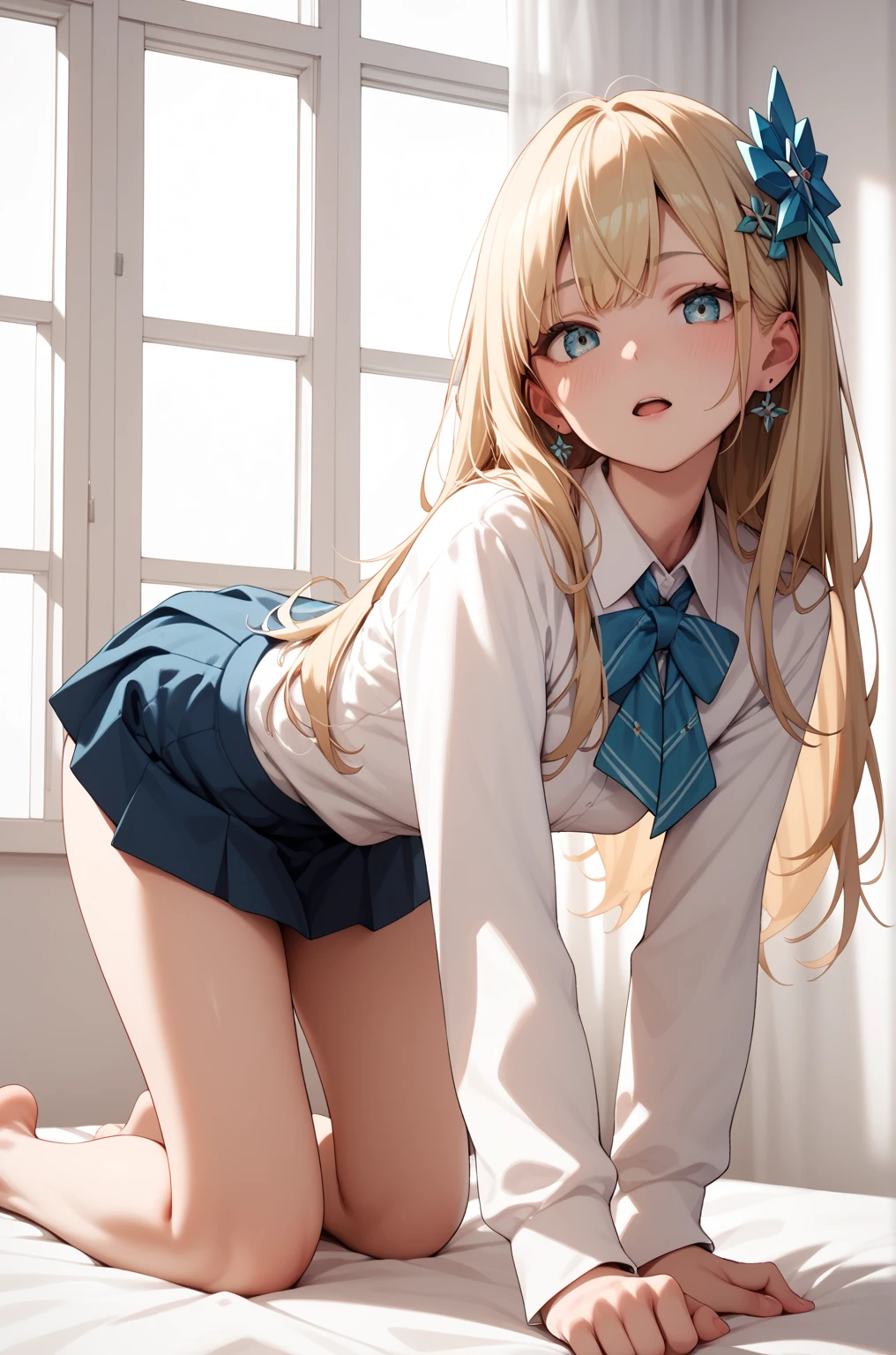 perfect anatomy,masterpiece,super detailed skin,beautiful detailed eyes,8k,high detailed,tsumugi kotobuki,solo, blonde hair, blue eyes, long hair,sakuragaoka high school uniform, school uniform,medium breasts,white panties,(skirt lift by myself:1.3),(showing panties),public indecency,looking at viewer,sitting,open legs wide,be embarrassed,(k-on anime style),outdoor,alley,(from below),pov,1boy,(nsfw)