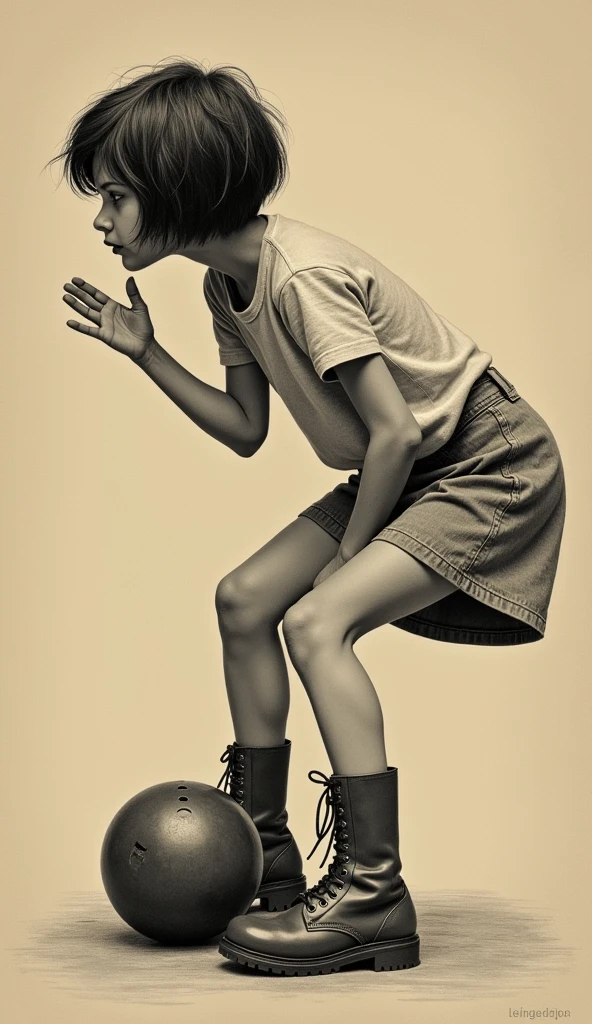 Line drawing of a sitting and holding a soccer ball