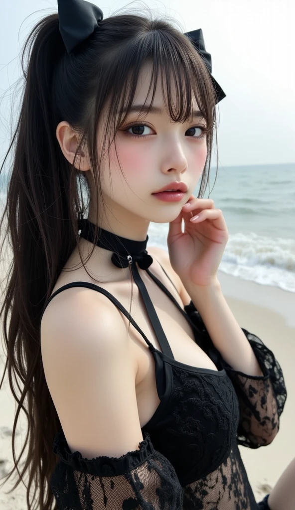 (Wearing a white summer dress、A close-up shot of the face of a slim, small-chested girl with two-sided, medium-length black hair and bangs:1.5)、(A girl is shedding tears on a cape in the sea of Japan:1.5)、(A beautiful midnight with the full moon and stars reflected on the sea:1.5)、(Blurred Background:1.5)、(Natural light:1.5)、(8K ultra-detailed masterpiece:1.5)、(Perfect Anatomy:1.5)、(Photorealistic Stick:1.5)、(RAW Photos:1.3)、(Highest quality:1.5)、(High resolution:1.3)、(Delicate, beautiful and perfect face:1.3)、(Delicate and beautiful eye skin:1.3)、(Real human skin:1.3)、((Thin legs))