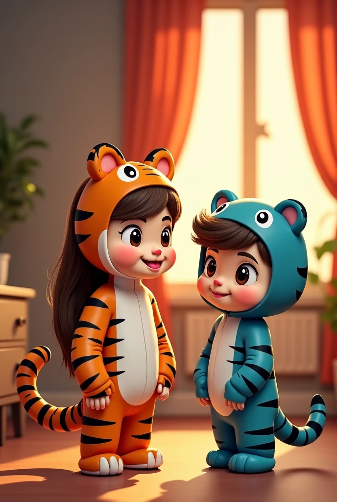 (masterpiece), (best quality), (ultra-detailed), (full body:1.2), Super cute, Baby, Pixar, Baby tiger in pajamas, Big bright eyes, Fluffy, Smile, Delicate and fine, Fairy tales, Incredibly high detailed, Pixar style, Bright color palette, Natural light, Simple background with pure color, Octane render, Trending on Artstation, Gorgeous, Ultra wide angle, 8k, HD, Realistic